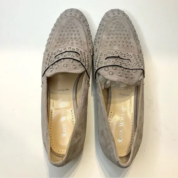 Ron White Kaysen Cashmere Suede Studded Loafer in Gray Size 9‎ (39.5) NWOB - Picture 6 of 10